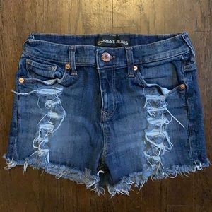 Express high waisted denim shorts, Size 0